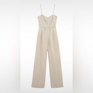 Zara Cream Spaghetti Strap Jumpsuit